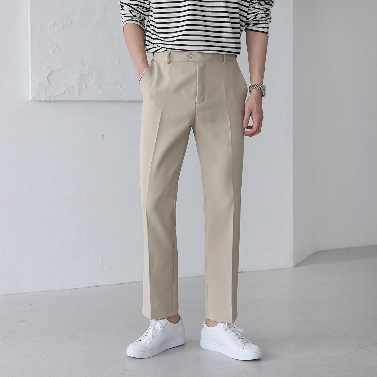 베이직바이블 남자 시크릿 히든밴딩 스판 슬랙스 10부 빅사이즈 링클프리 구김방지 남성 팬츠 바지(4color) 29,900원