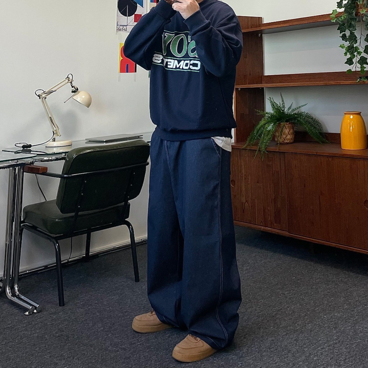 르위 데일리 남성용 밴딩 와이드 데님 청바지 35,000원