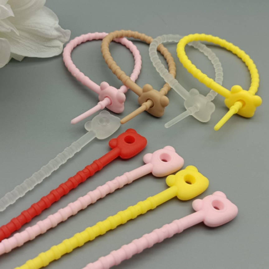 앞날창창 말랑 실리콘 키링고리 스트랩 케이블타이 베어곰, 랜덤발송, 10개 4,290원