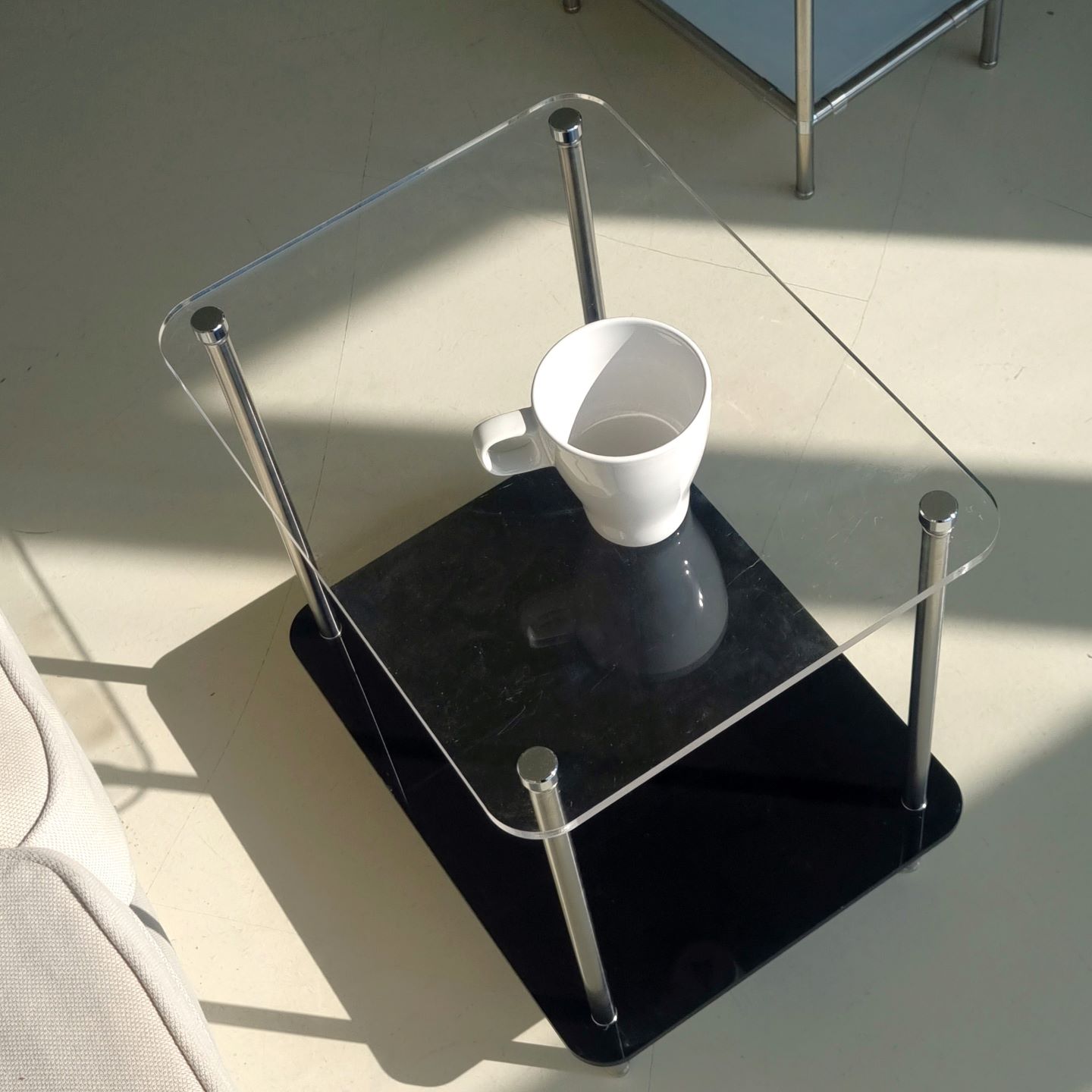 모듈 선반 2단 미드센추리 아크릴 철제 미니 사이드 협탁, 1개, 투명+블랙 55,950원