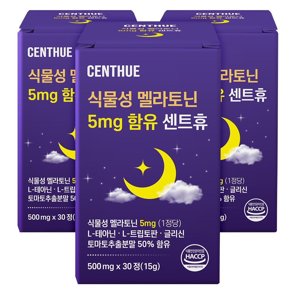 식물성 멜라토닌 5mg 함유 센트휴, 3개, 30정 38,900원