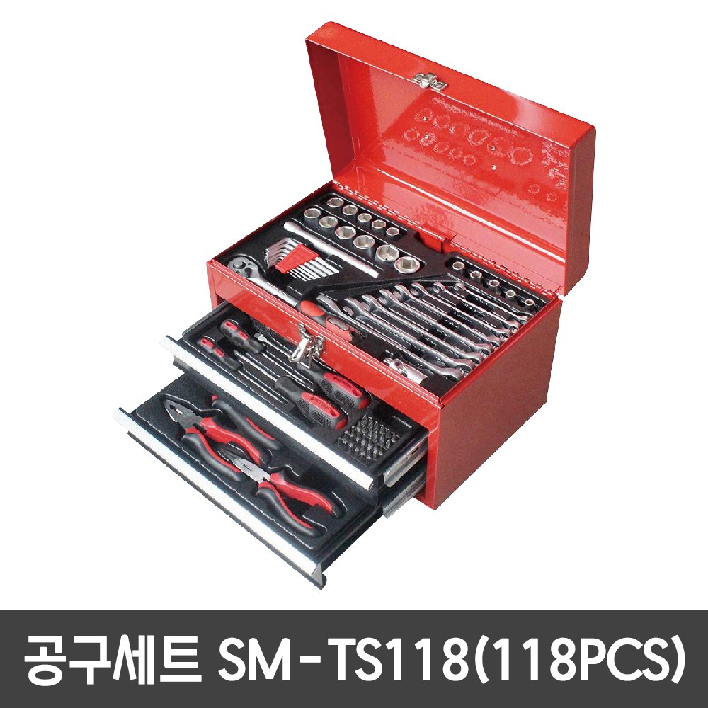 스마토 공구세트 SM-TS118 (118PCS) / 자동차정비용 / 전문가용/수작업세트 종합 줄자 드라이버 수세트 수작업 렌치 수공구 종합 비트 수작업 니퍼 smato공구세트 130,700원