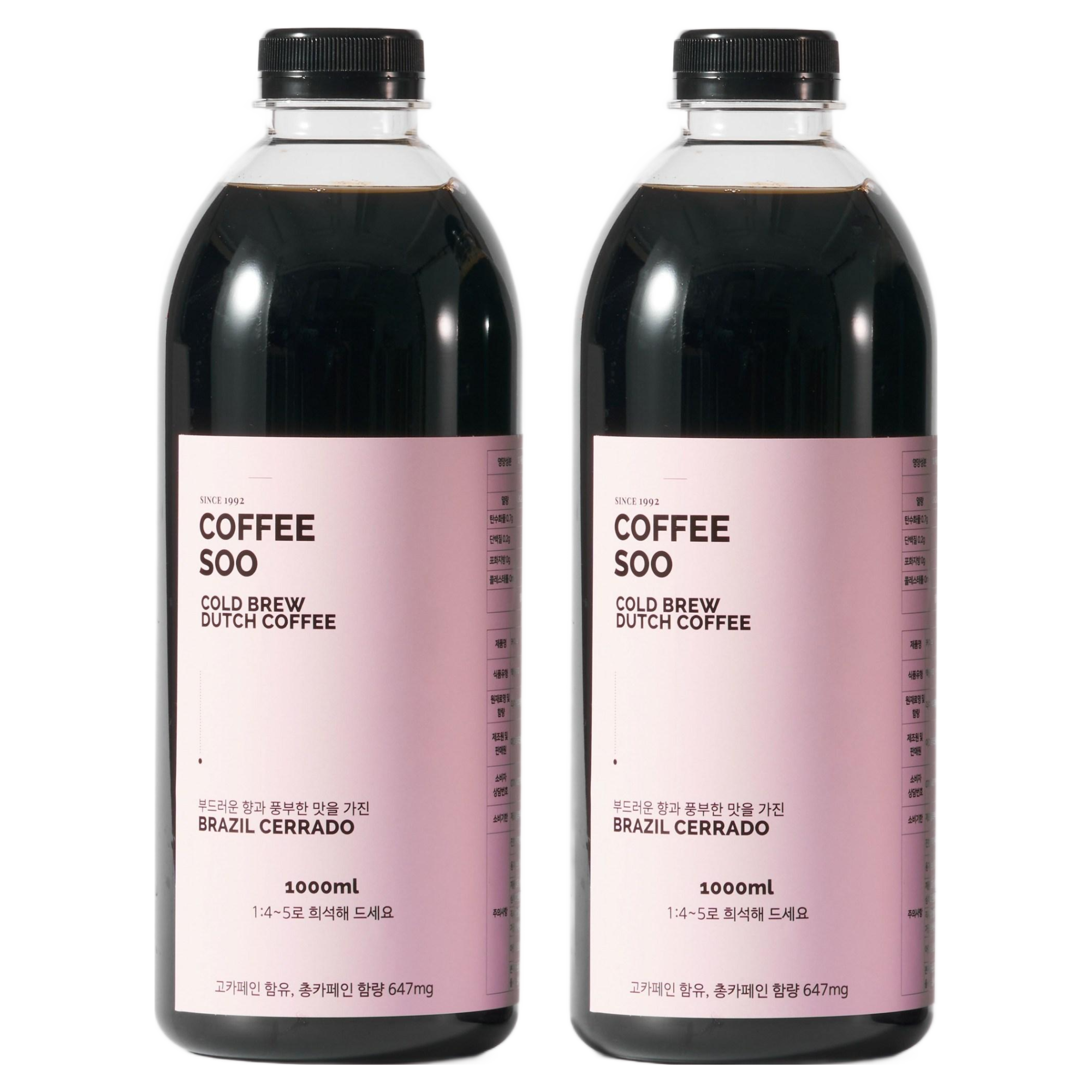 [런칭특가] 커피수 콜드브루 더치커피 원액 브라질 세하도 1리터, 1개, 2개입, 1L 17,800원