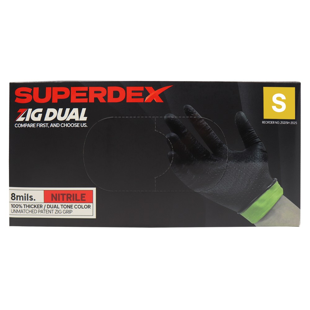 슈퍼덱스 지그듀얼 니트릴장갑 지그패턴 고무 파우더 프리 두꺼운 장갑 100매, 1개, S, 블랙 24,900원
