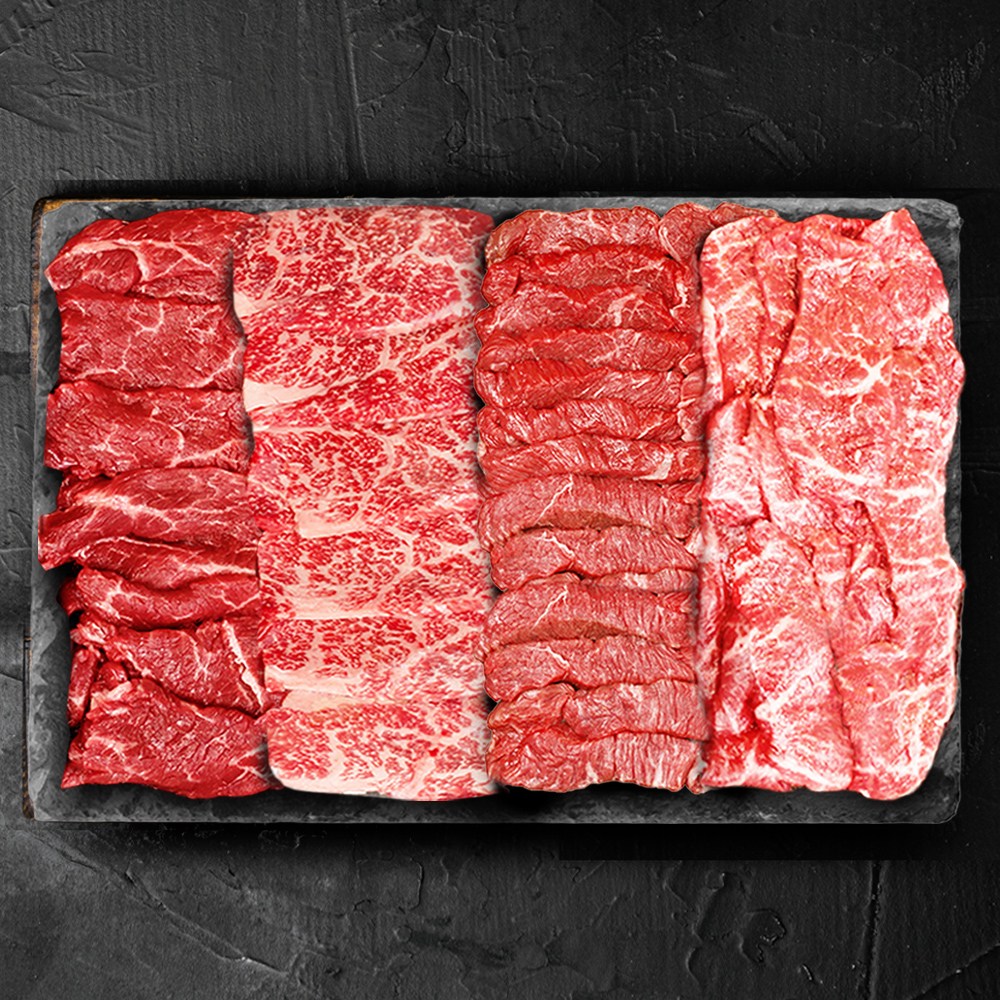 한우 1++ 투뿔 한우 마블링 4종 구이 모둠 한우세트 800g, 1세트 69,000원