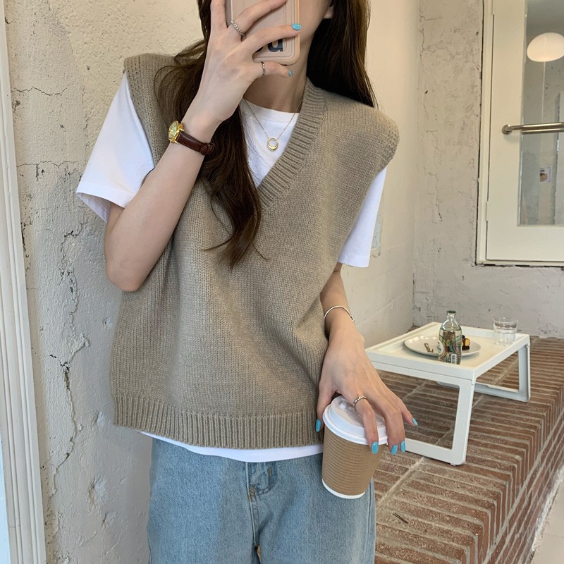 SunburstWonder 여성 추동 니트 베스트 브이넥 고급스러움 패션 16,730원