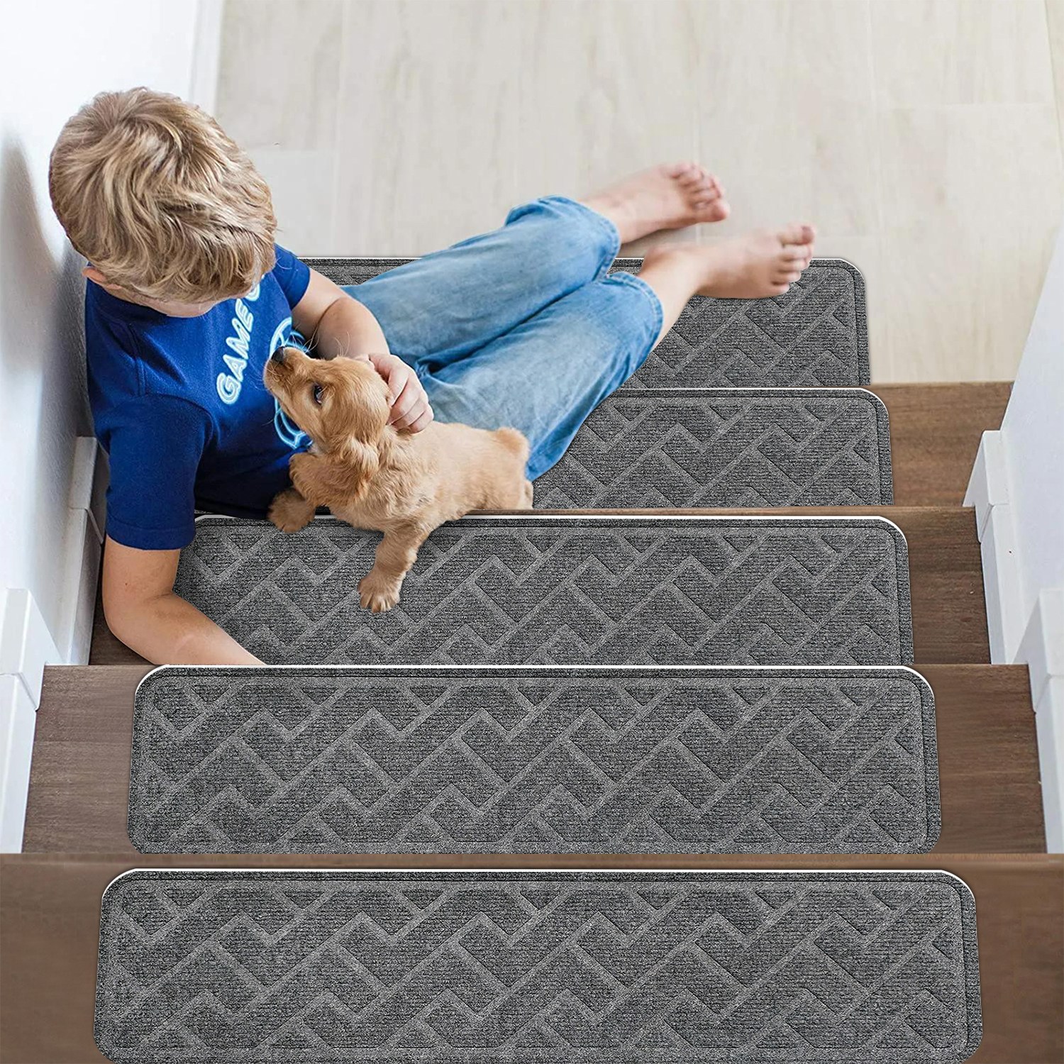 z형 미끄럼 방지 계단 매트 7장, 짙은 회색 18,500원