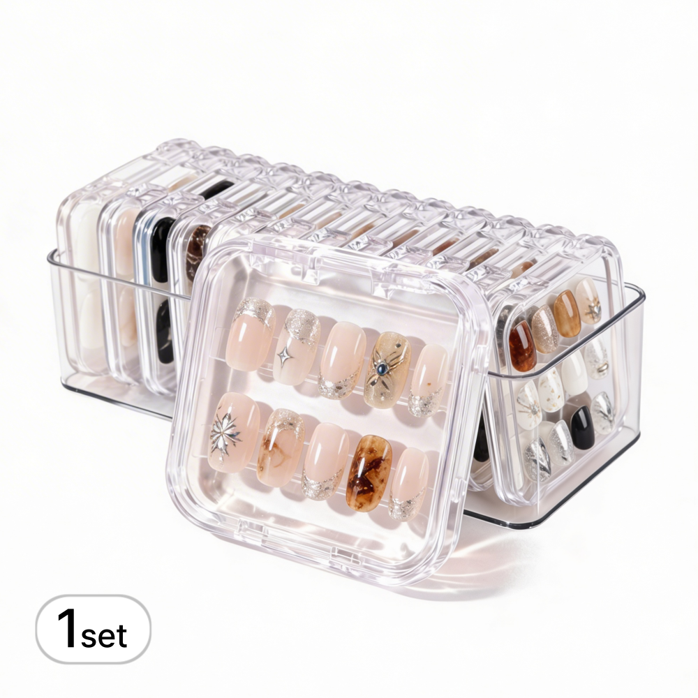 인헨스몰 네일팁 보관 세트, 케이스 12개+수납 케이스+고정 스티커 포함, 1세트, 투명 14,100원