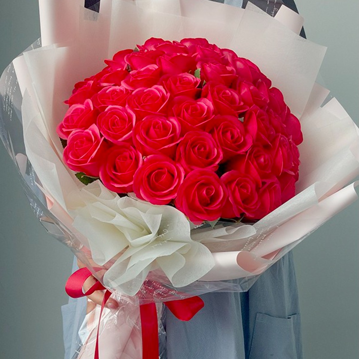 늘솜아뜰리에 비누꽃 레드장미 꽃다발 30송이 50송이 꽃다발 생일선물 프로포즈, 1개 31,000원