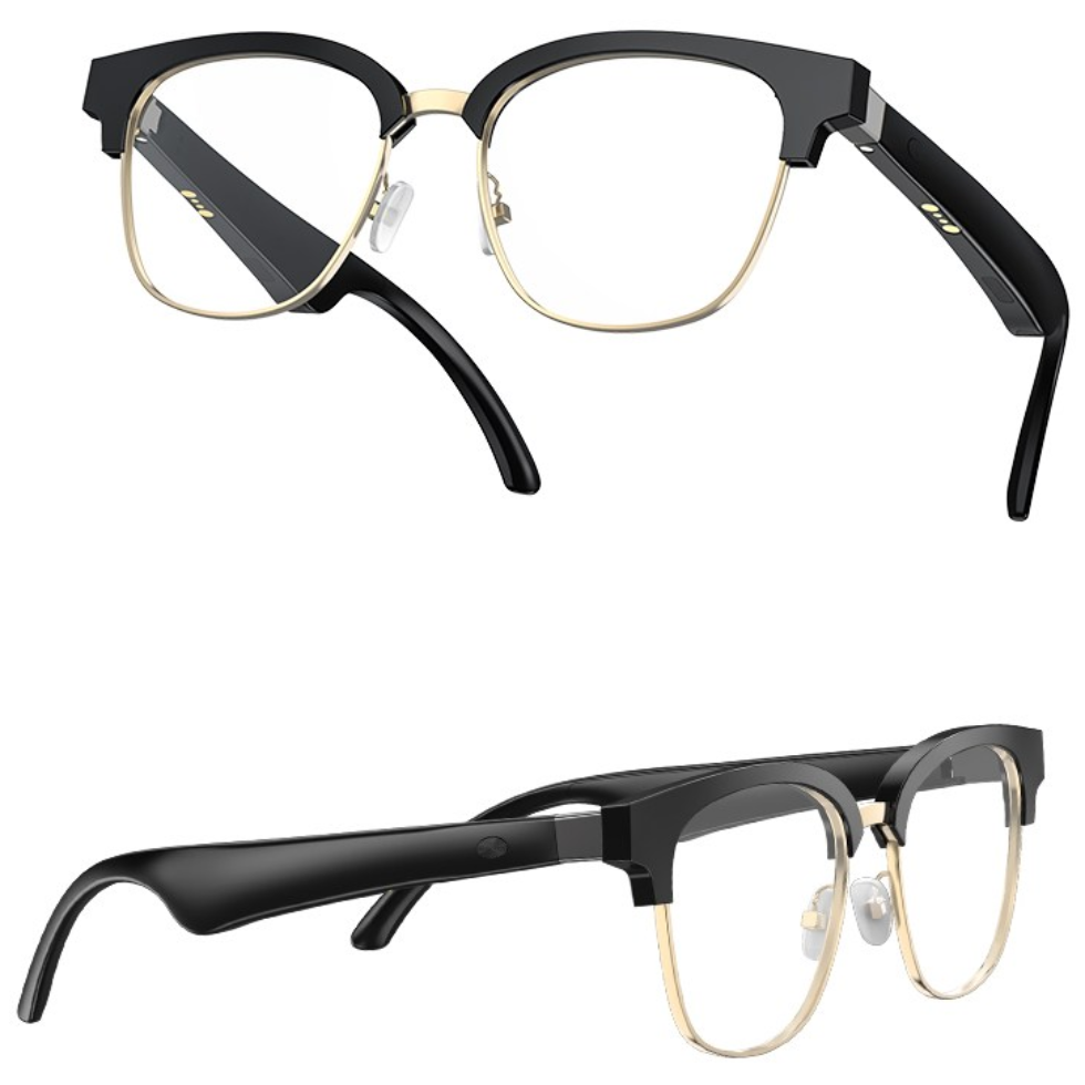 WIRQO 스마트 블루투스 골전도안경 통화 뮤직 편광 블루라이트 자외선 차단 선글라스, 골드 65,000원