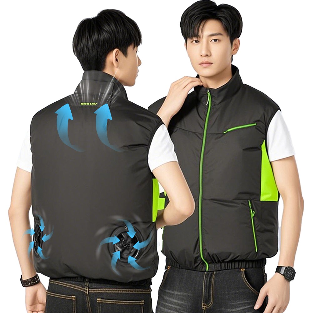 RYNOVEX 에어컨 선풍기 조끼 오토바이 배달 라이더 여름 에어 쿨링 바람 5V 3단 조절, 블랙 29,800원