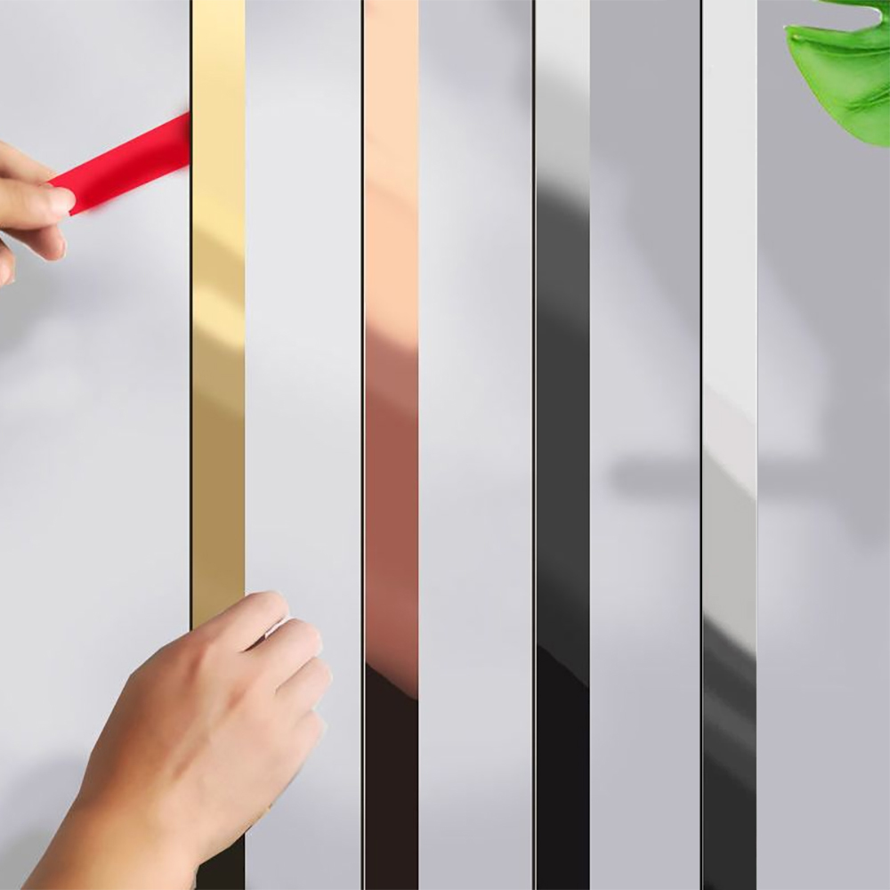 스텐레스 스틸 플레이트 몰딩 배경 벽 몰딩 메탈 접착식 테두리 라인, 1롤(폭3cm x 길5M), 골드 미러 12,900원