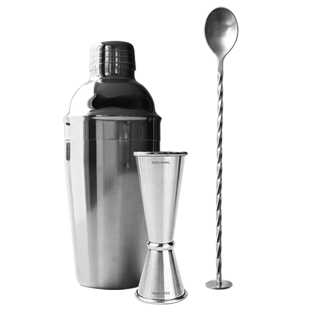 칼딘 칵테일 코블러 셰이커 550ml + 지거 + 바 스푼 세트, 실버, 1세트 23,620원