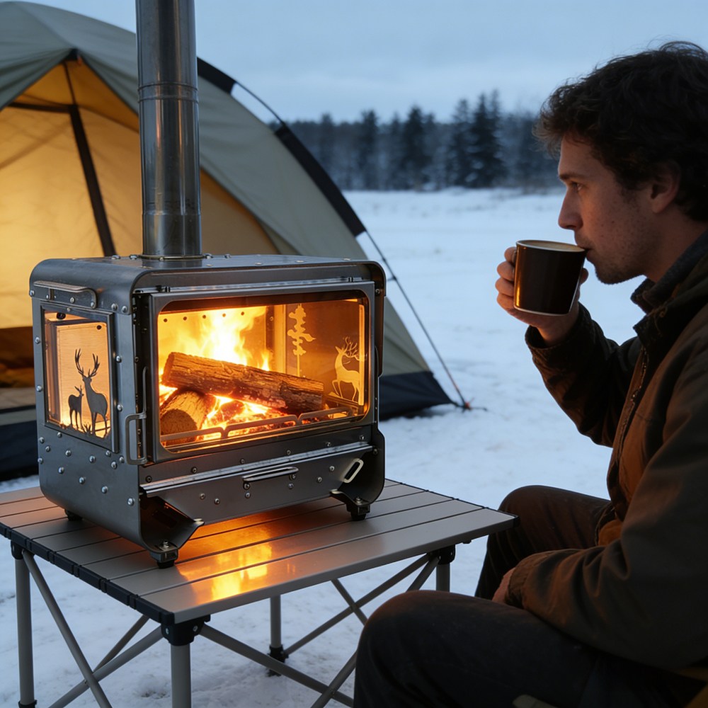 [캠핑/가든용] 3면 파노라마 뷰 파이어워 - 효율적인 연소와 매력적인 불빛의 분위기, 1개, War hammer 238,000원