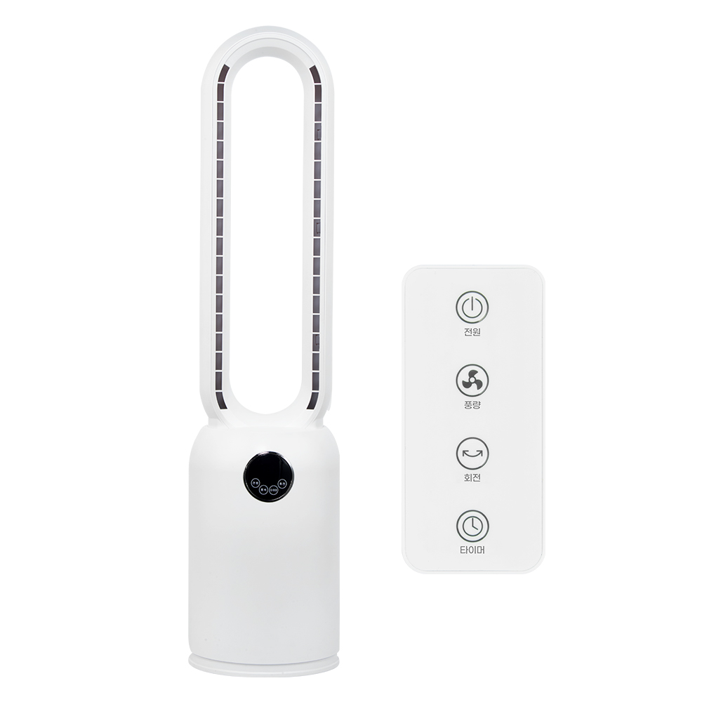 [재리마켓] 날개없는 선풍기 3단 좌우회전 저소음 안전 화이트 아이 반려동물 간편 청소 74,900원