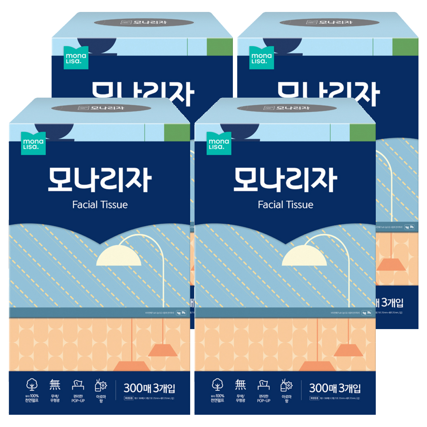 모나리자 천연펄프 미용티슈 2겹, 300매, 12개 18,120원