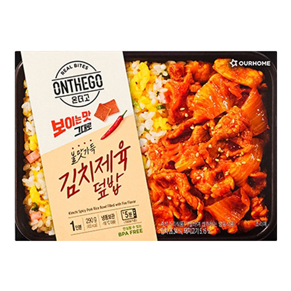 온더고 불맛가득 김치제육덮밥_290g 아워홈 도시락 직장인 냉동 간편도시락 6,000원