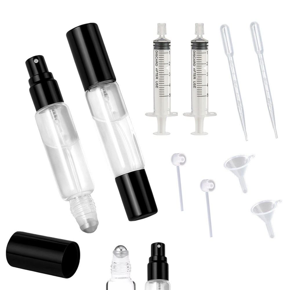 2in1 롤온 스프레이 유리 향수 공병(10ml)+소분도구4종 세트, 2개, 블랙 8,600원