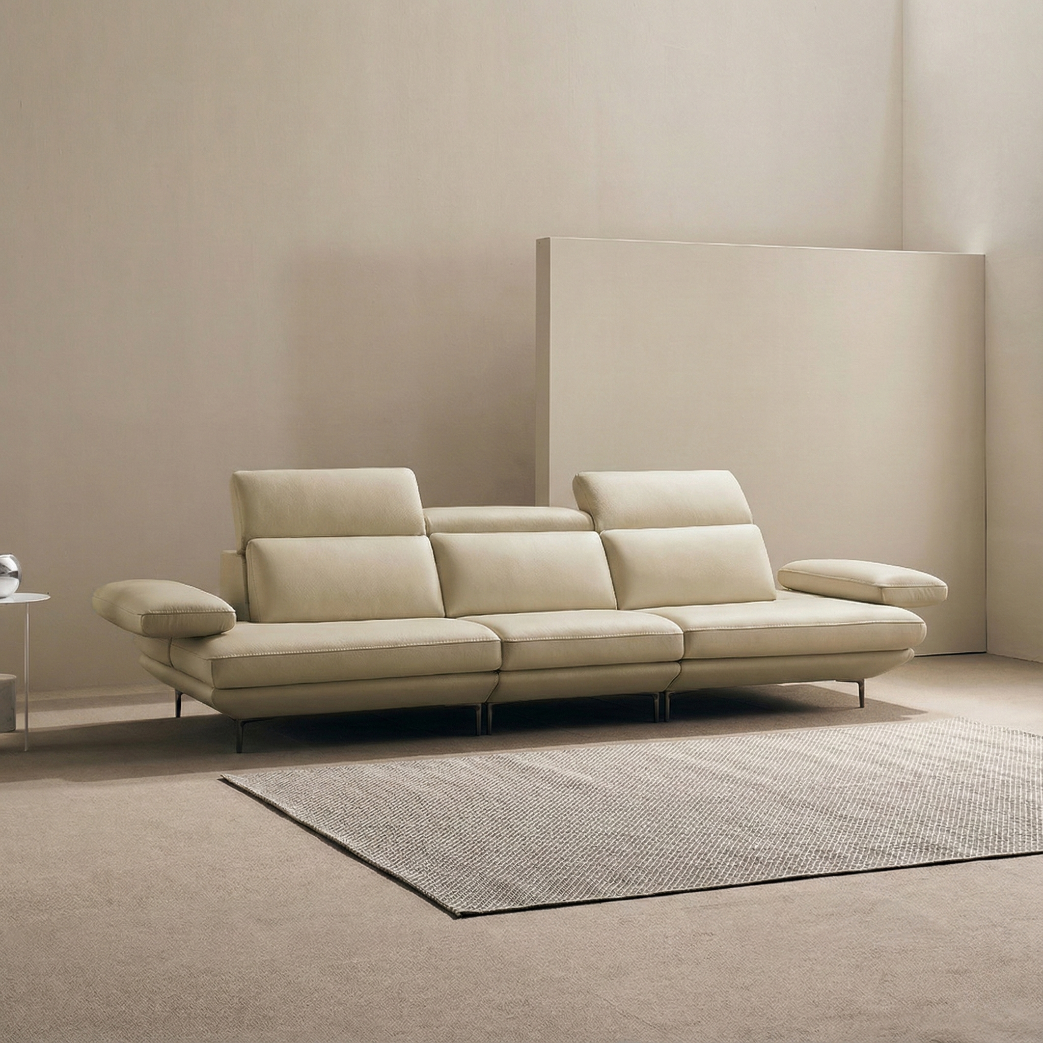 쉐우드가구 모담 이태리 천연통가죽 소가죽 기능성 팔걸이 스윙 소파 4인용, 프렌치 베이지 1,799,000원