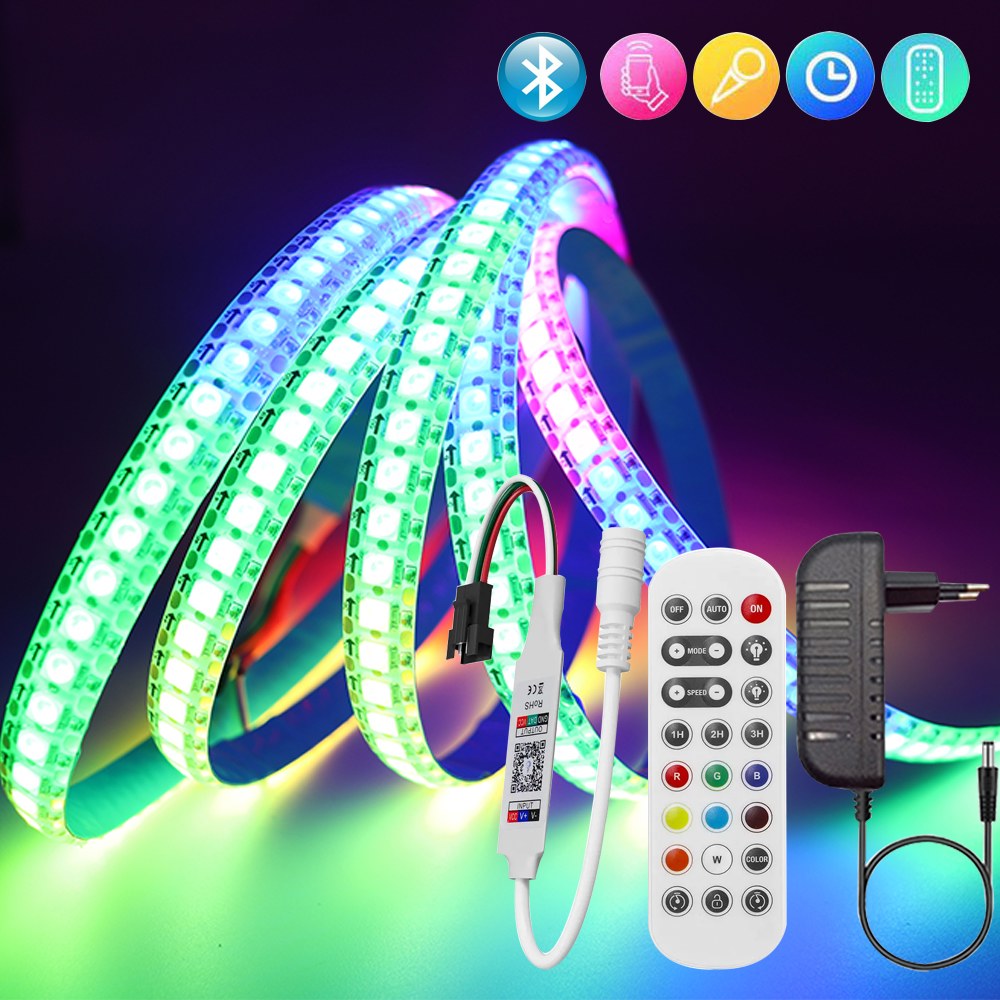 WS2812B RGB 스마트 Led 스트립 블루투스 마이크 컨트롤러 키트 개별적으로 주소 지정이 가능한 LED 스트립 30/60/74/96/144Leds/m DC5V 30,700원