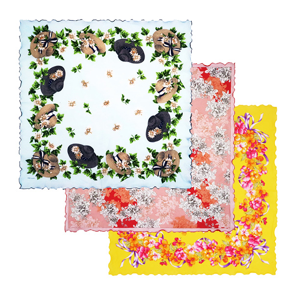 국내생산 / 손수건 10개 바이어스 / 플라워 코와니 꽃모자 패턴 / 단체 손수건 / 꽃무늬 39,000원