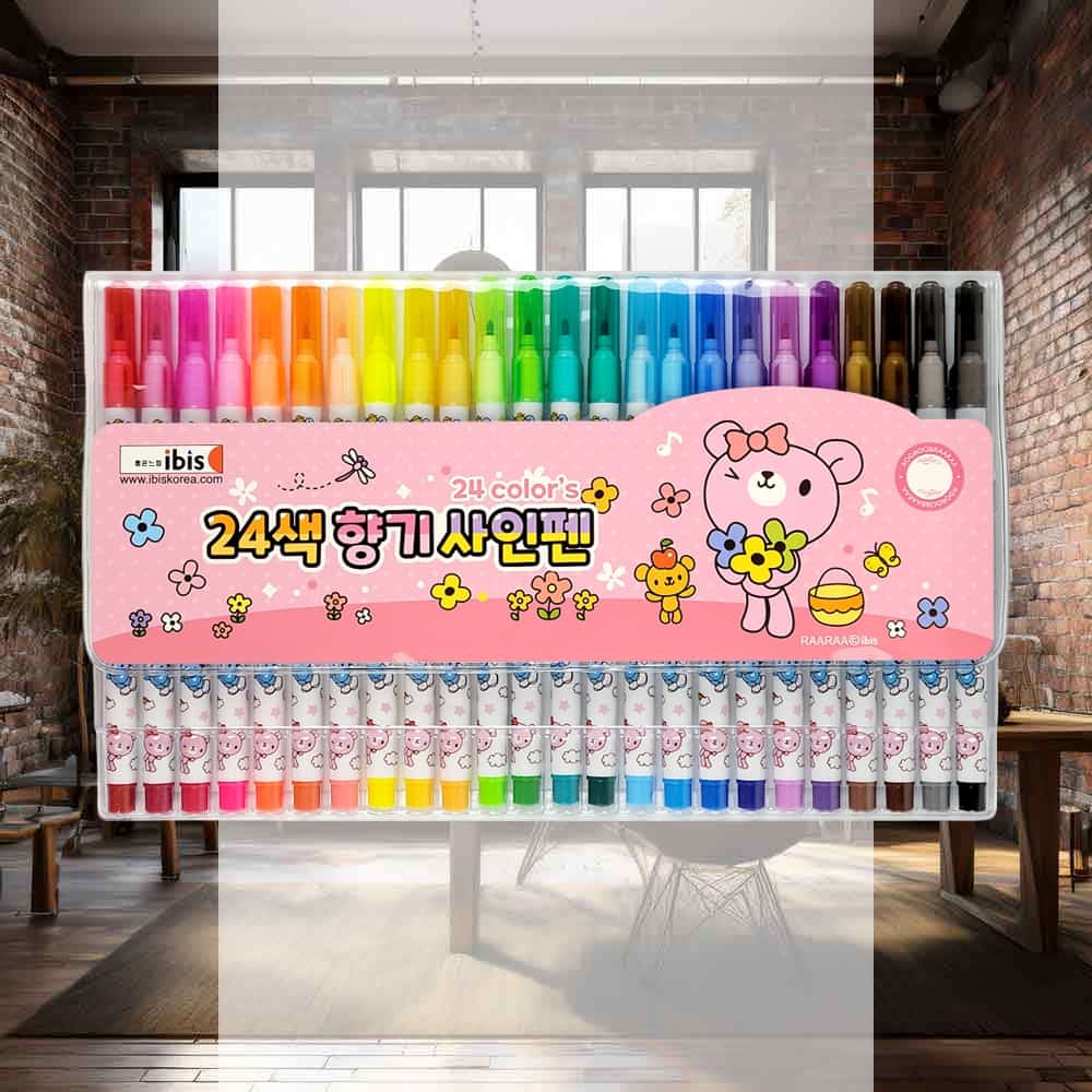 24색 향기사인펜 핑크 1박스 96개입 그리기 유치원생 채점용색연필 캐릭터사인펜 캘리그라피 이색볼펜 738,360원