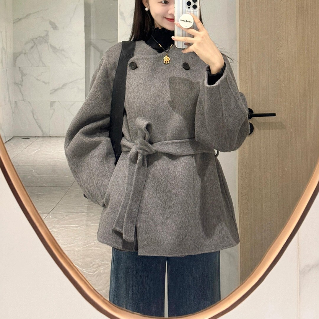 여성 울 하프코트 허리 벨트 노카라 가을 겨울 아우터 56,800원