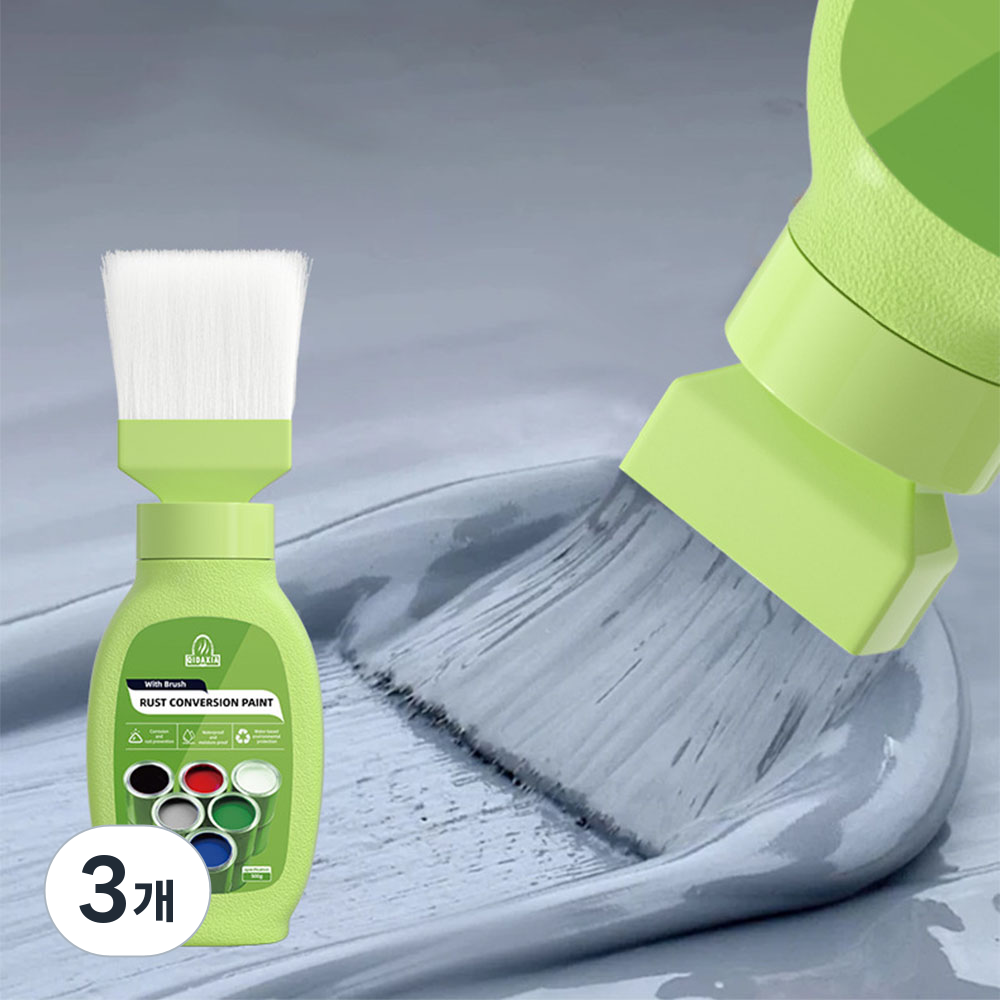 하비앤하트 붓 타입 녹전환 녹제거 페인트 녹방지 방청 금속 철재 초강력 녹제거제, 3개, 500g, 그레이 23,300원