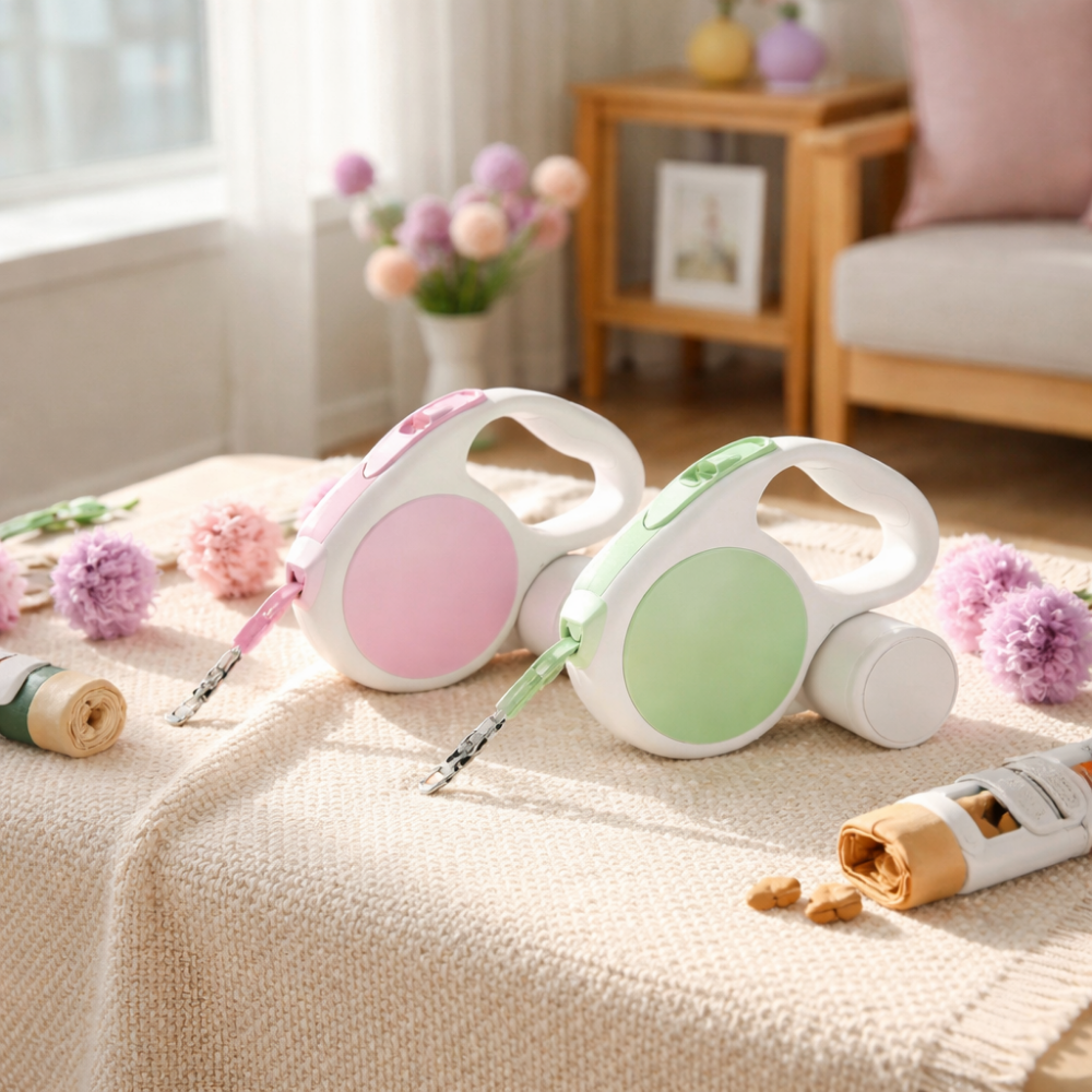 반려동물 강아지 자동리드줄 꼬임방지 배변 봉투통 세트 풉백수납 산책용 리드줄 파스텔톤 자동줄 소형견 중형견용 14,800원