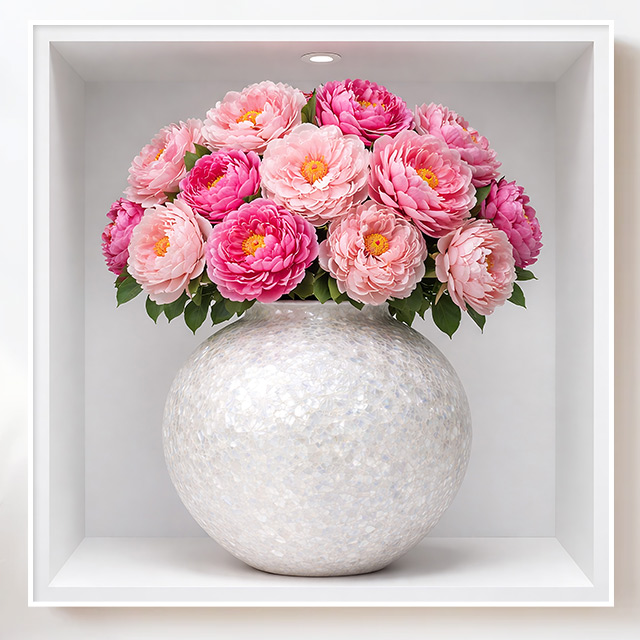 [하루애디자인] 자개 목단 달항아리 거실 캔버스액자 인테리어 돈들어오는그림 풍수 사무실개업 집들이선물 57,000원