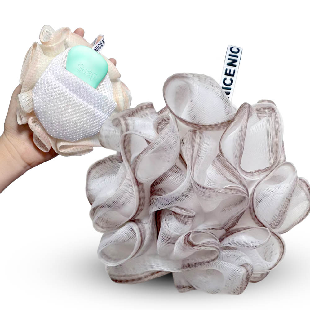 깔끔더하기 비누 품은 샤워타올 거품망 샤워볼, 브라운, 1개, 1개입 8,200원