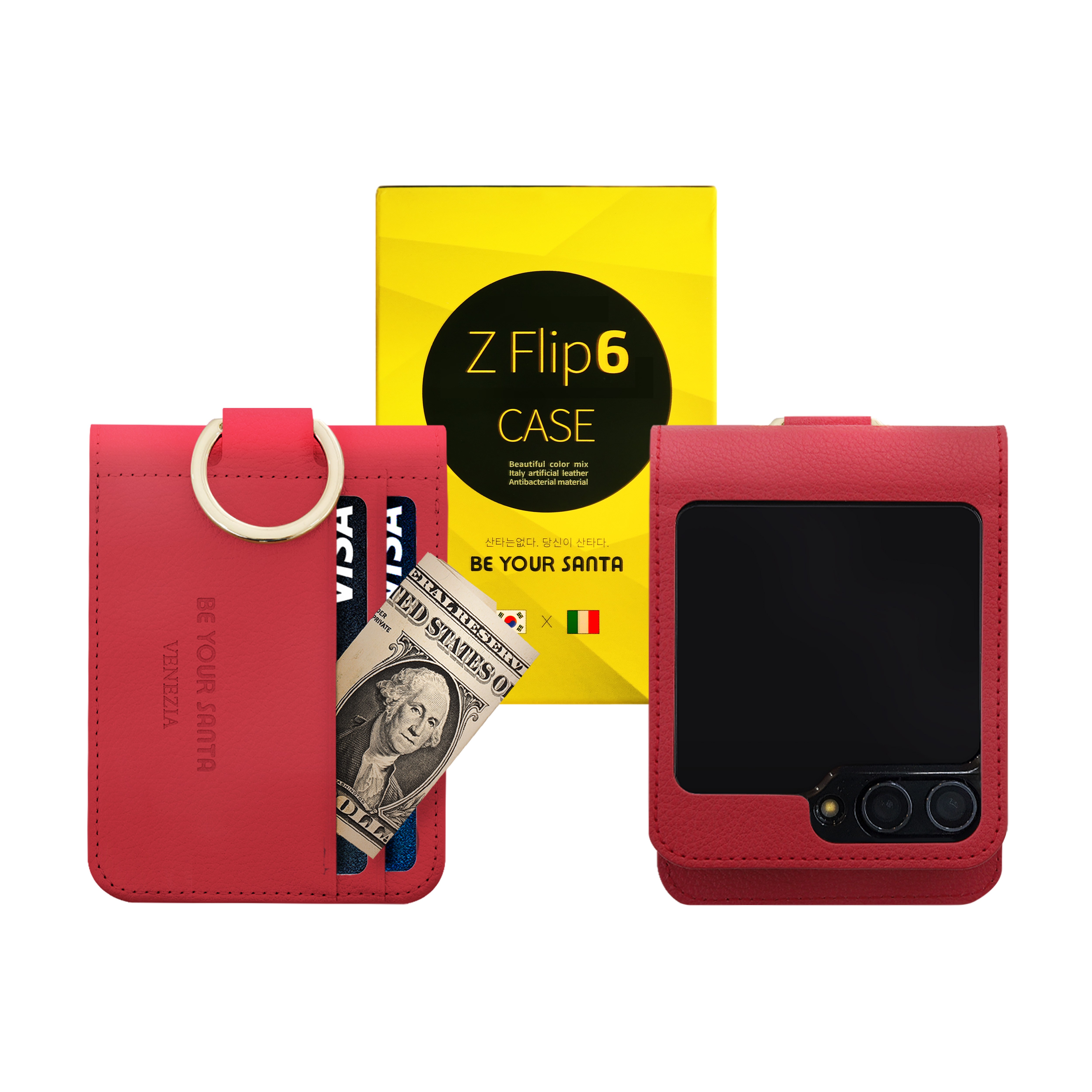 비유어산타 갤럭시 Z플립6 케이스 링 지갑 이태리원단 힌지보호 베네치아(카드수납) 나폴리(카드수납불가) 37,360원
