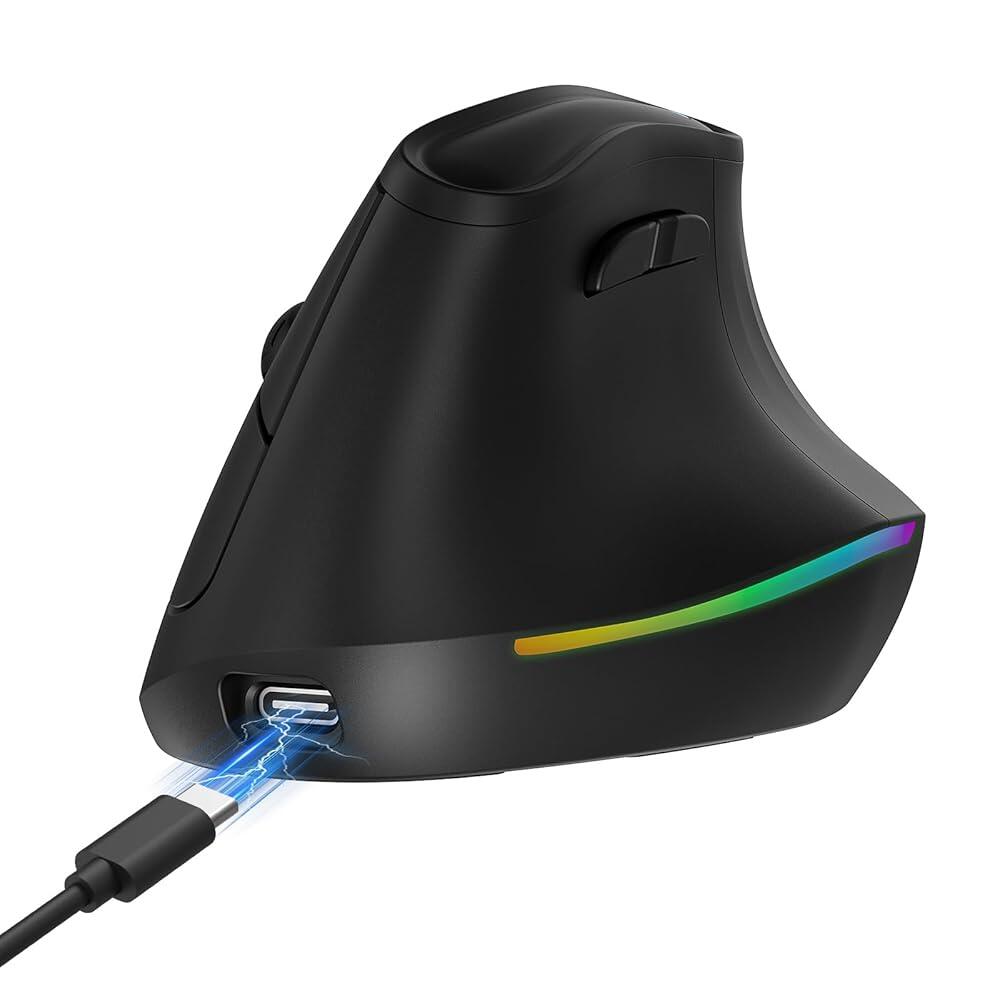 KYSONA 57° 인체 공학적 무선 충전식 마우스, 수직 저소음 Ergo 마우스, 블루투스(BT5.0, BT3.0)&2.4G, (800/1200/2400/2400/4000) 49,700원