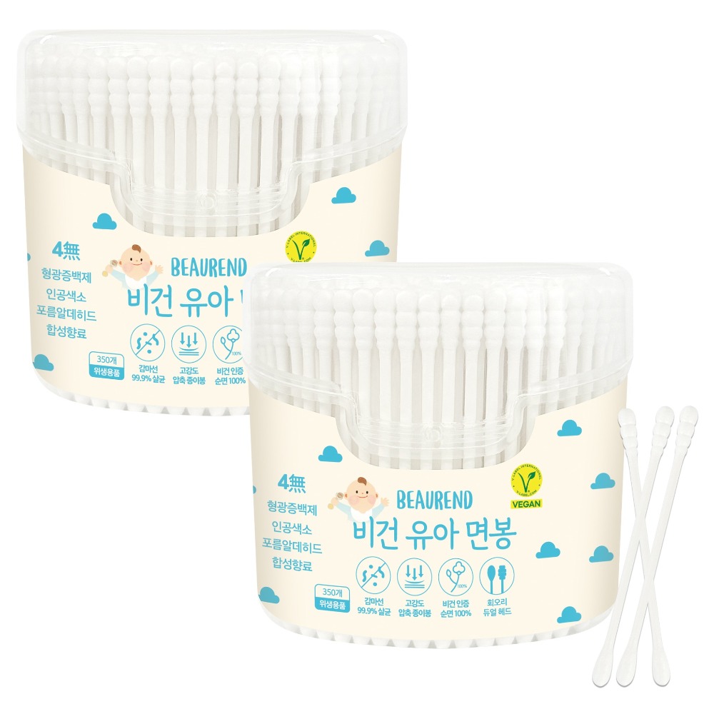 뷰렌드 유아용 비건 살균 면봉, 2개, 350개입, 현재가 6,900원