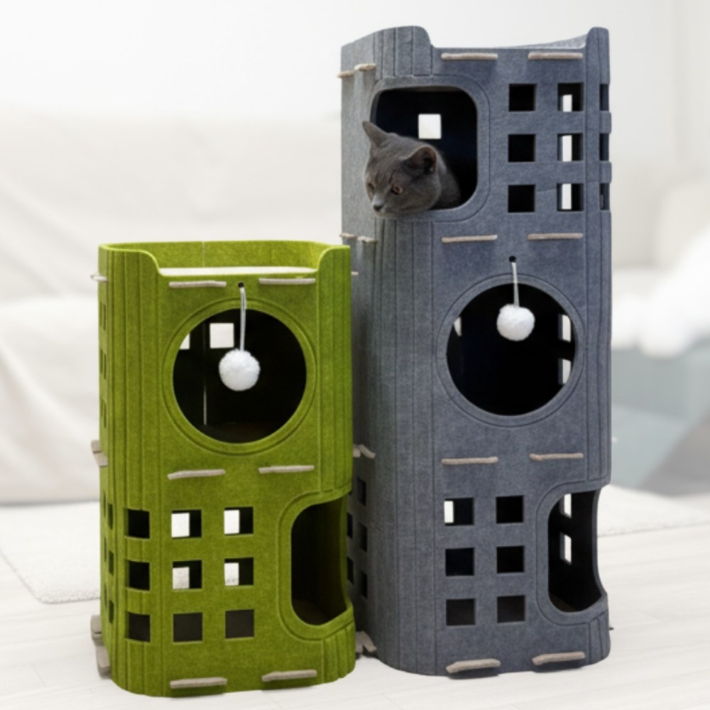 굿프 펠트 고양이 숨숨집 2단 3단 캣타워 심플 하우스, 1개, 포레스트 그린 17,800원