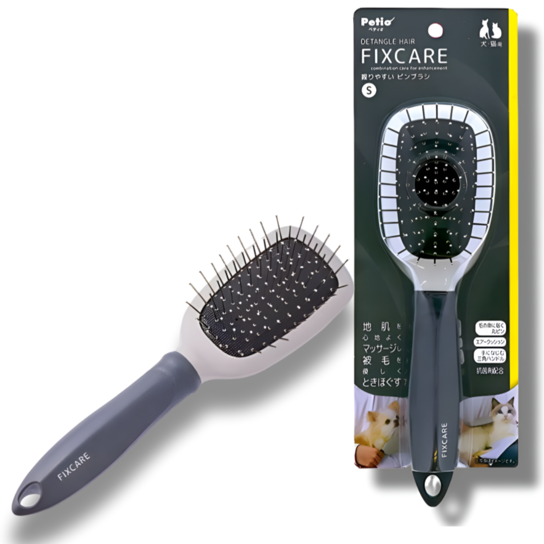 일본 페티오 강아지 고양이 에어쿠션 핀브러쉬 볼륨관리 데일리 털관리 저자극 미용빗 픽스케어, 1개, 그레이계 14,500원