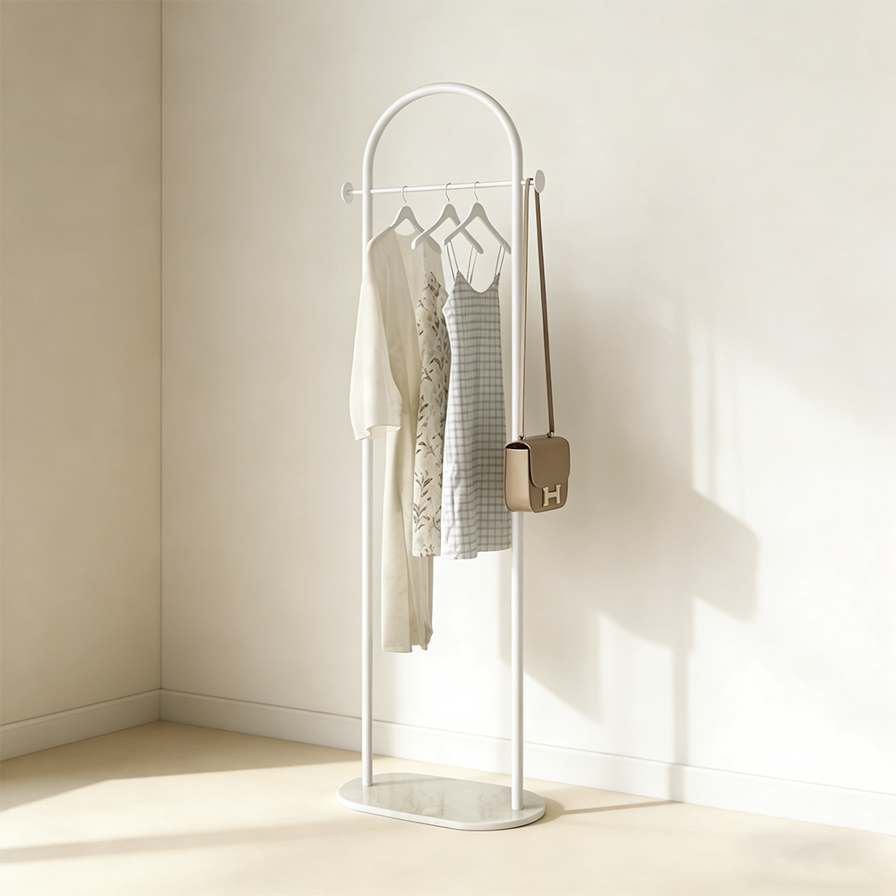 Frokom 라운드 튼튼한 철제 스탠드 행거 드레스룸 헹거 스탠드 옷걸이 거치대, 화이트 40,900원