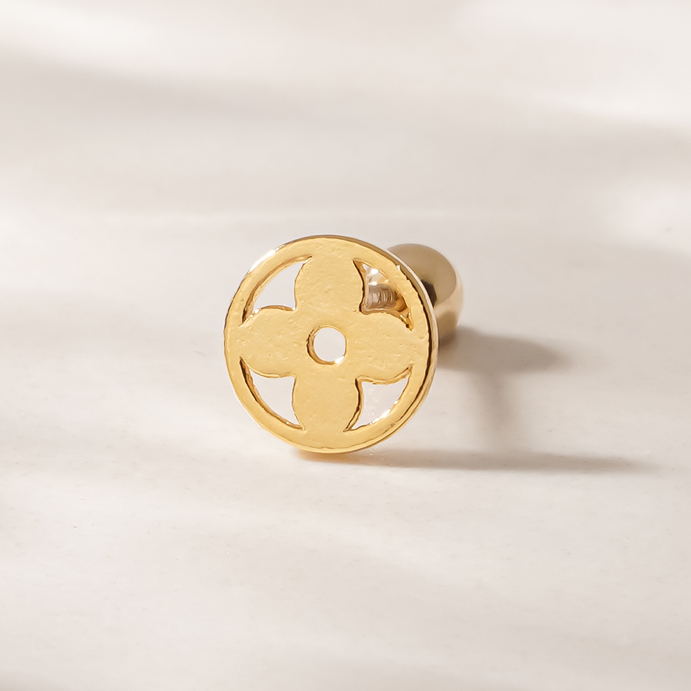 쥬넬 여성용 14K 플랫 플라워 원 골드필드 피어싱 4p 84,500원