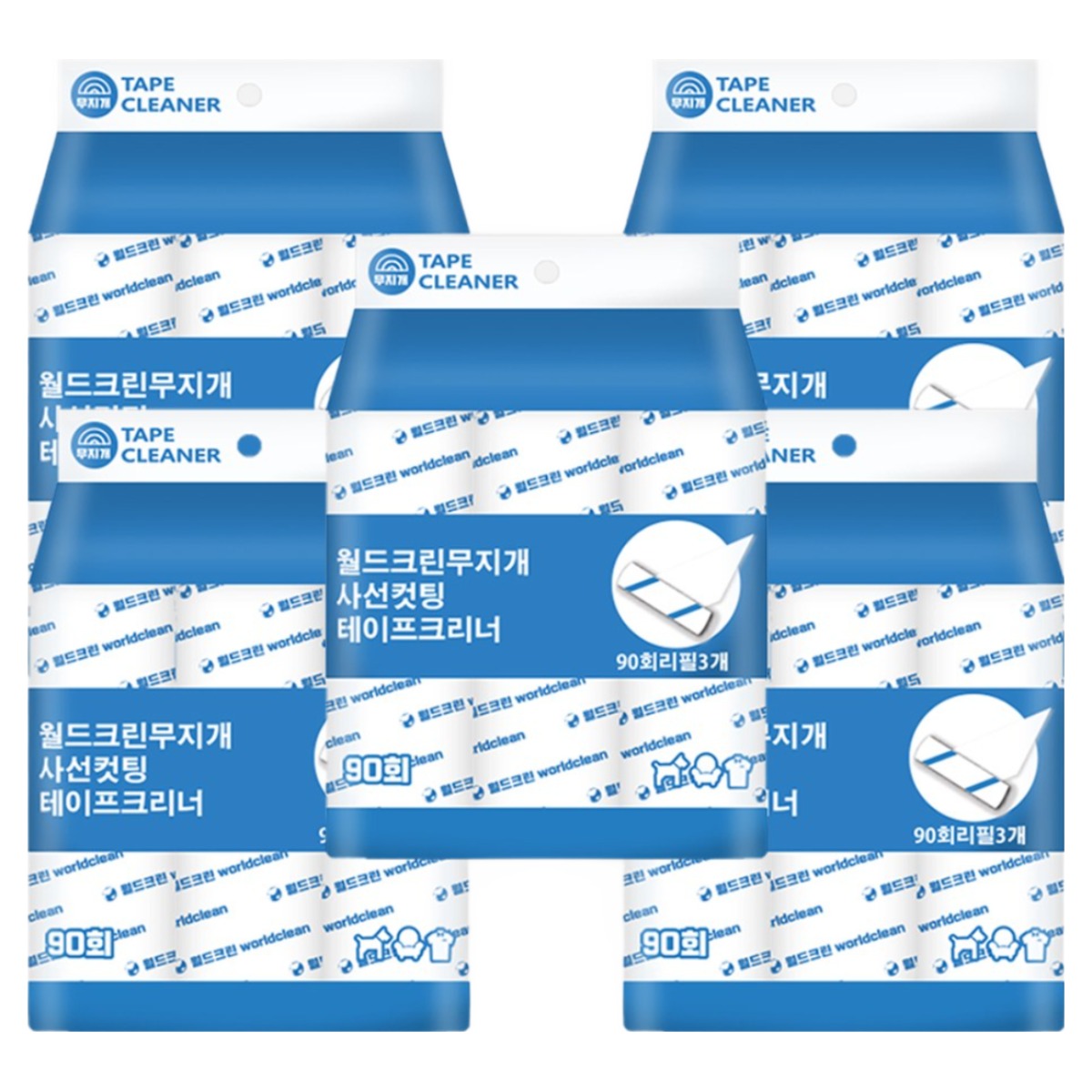 월드크린 무지개 테이프 크리너 16cm 리필 3롤 사선 컷팅 테이프 클리너 롤러 돌돌이 17,500원