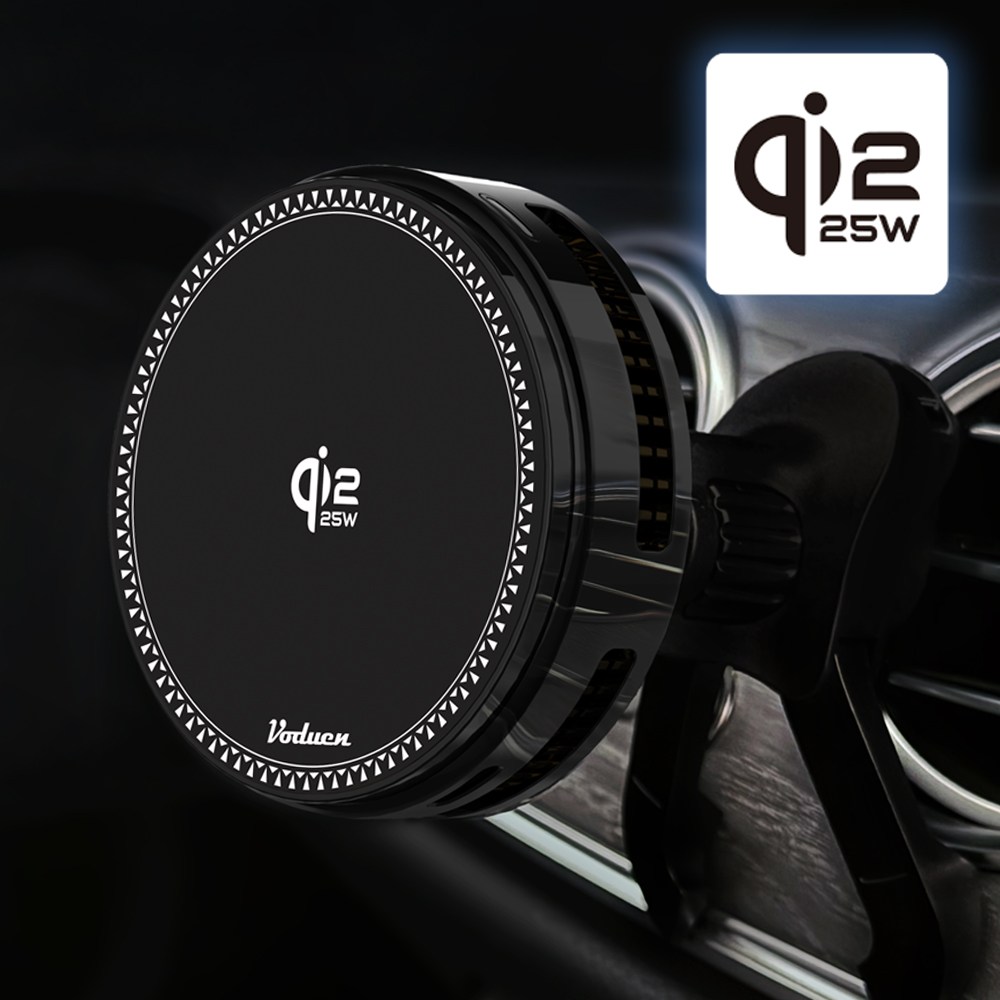 보듀엔 QI2.2 25W 초고속 냉각 맥세이프 차량용 핸드폰 무선충전 거치대 VC PRO, 송풍구형 + 대시보드 + 자석링 41,150원