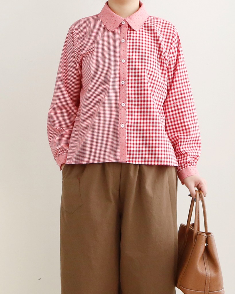 믹스 체크 셔츠 봄 코튼 남방 빨강 검정 62,900원
