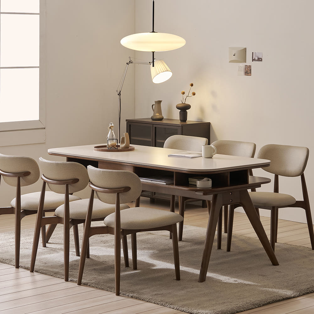 오슬로 6인용 저소음 테이블 포세린 세라믹 수납형 식탁세트 1800 (의자6) 998,000원