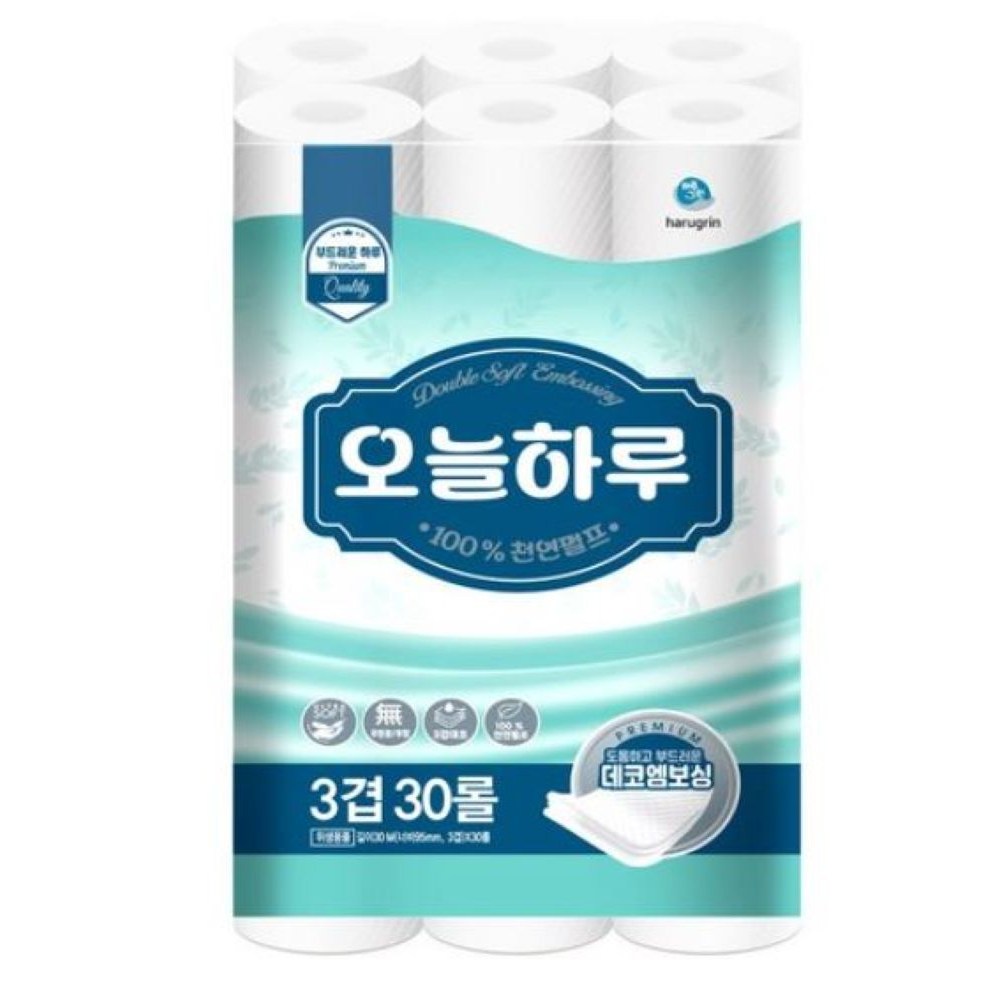 오늘하루 100% 천연펄프3겹 화장지 30m 12,730원
