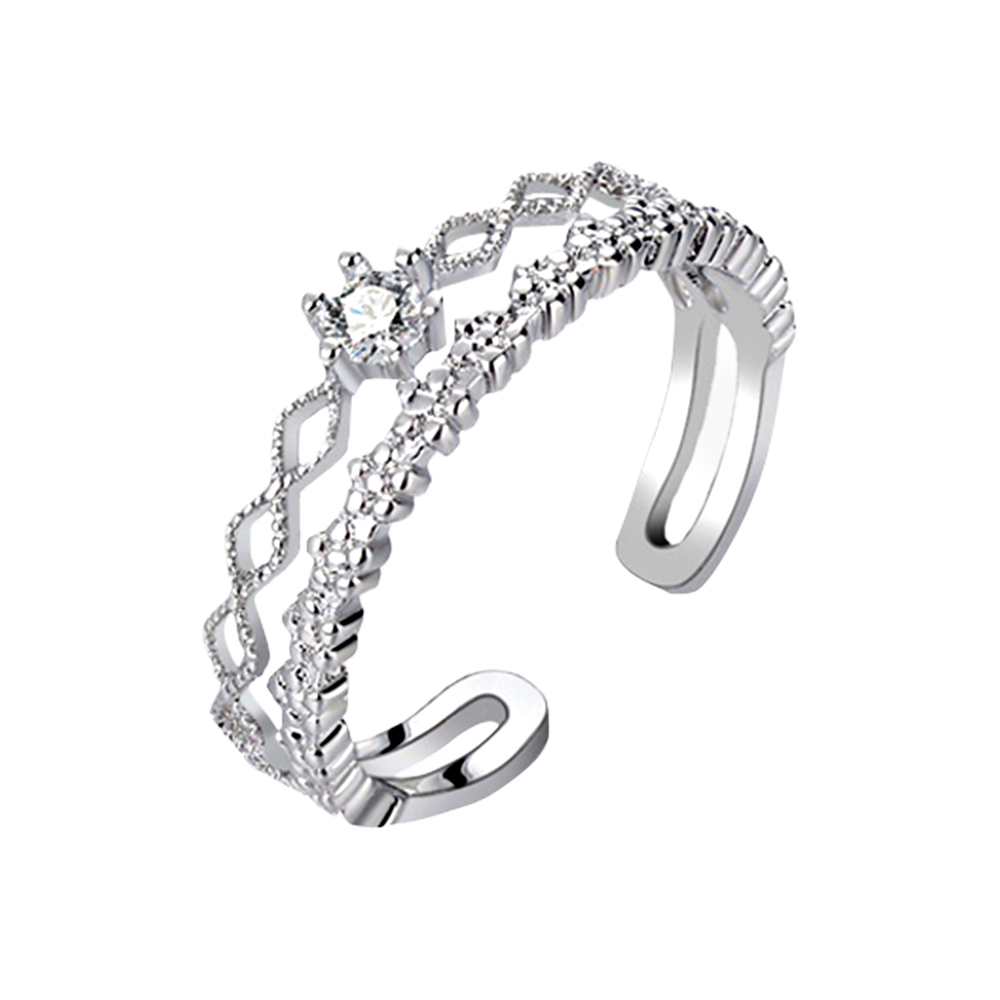 헤미안 실버 925 두줄 레이어드 큐빅 은 반지 HR250706 29,900원