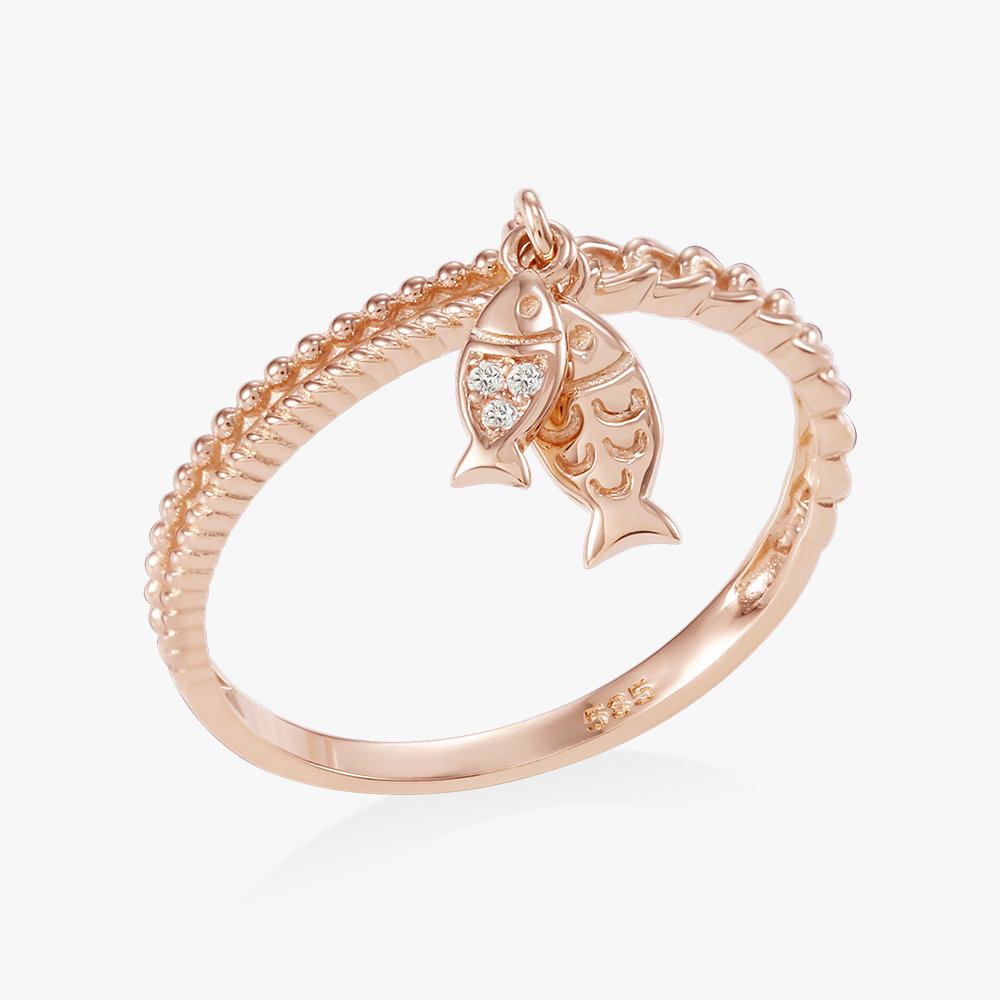 14k 비쥬팝 행운 물고기 딸랑이 반지 45763 397,000원