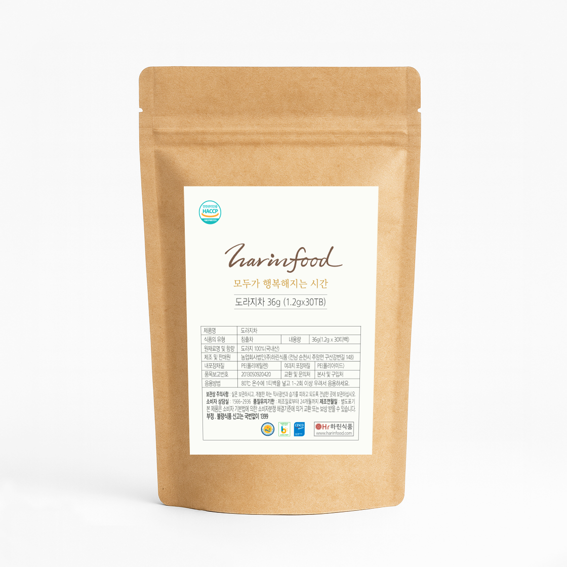 하린식품 HACCP 도라지차 (1.2g0티백) 옵션가 할인 90T / 150T 국내산 100%, 1.2g, 30개입, 5개 38,660원