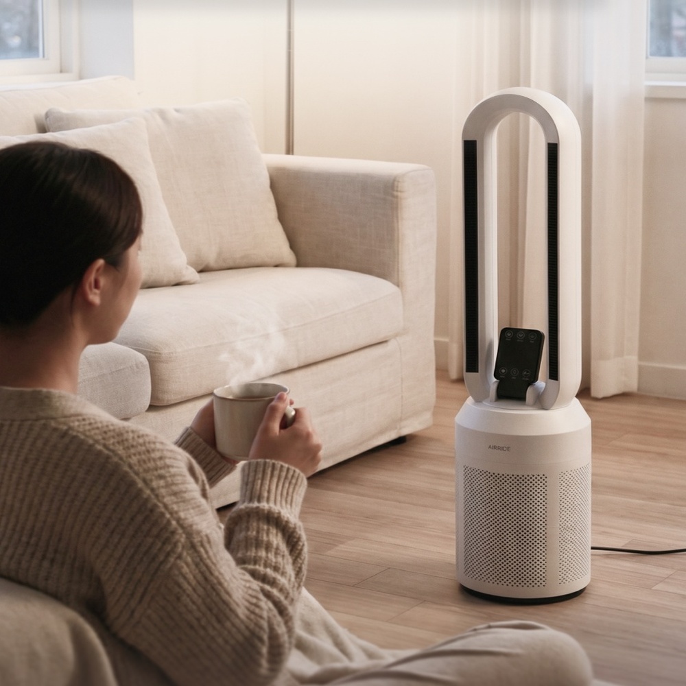 [26년형] 에어루이드 가정용 PTC 온풍기 절전형 전기히터 타워형 난방기 리모컨, 에어루이드, 소프트 화이트 148,000원