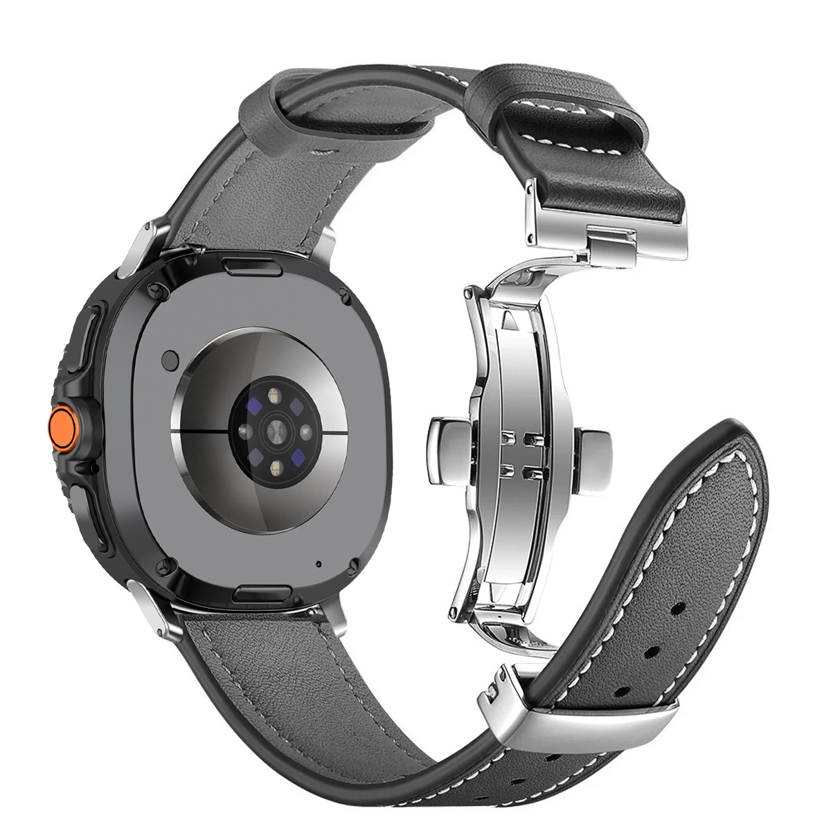 삼성 갤럭시워치8/워치8 클래식 호환 가죽 밴드 나비형 메탈 버클 스트랩 시계줄 40/44/46mm, 블랙 18,700원