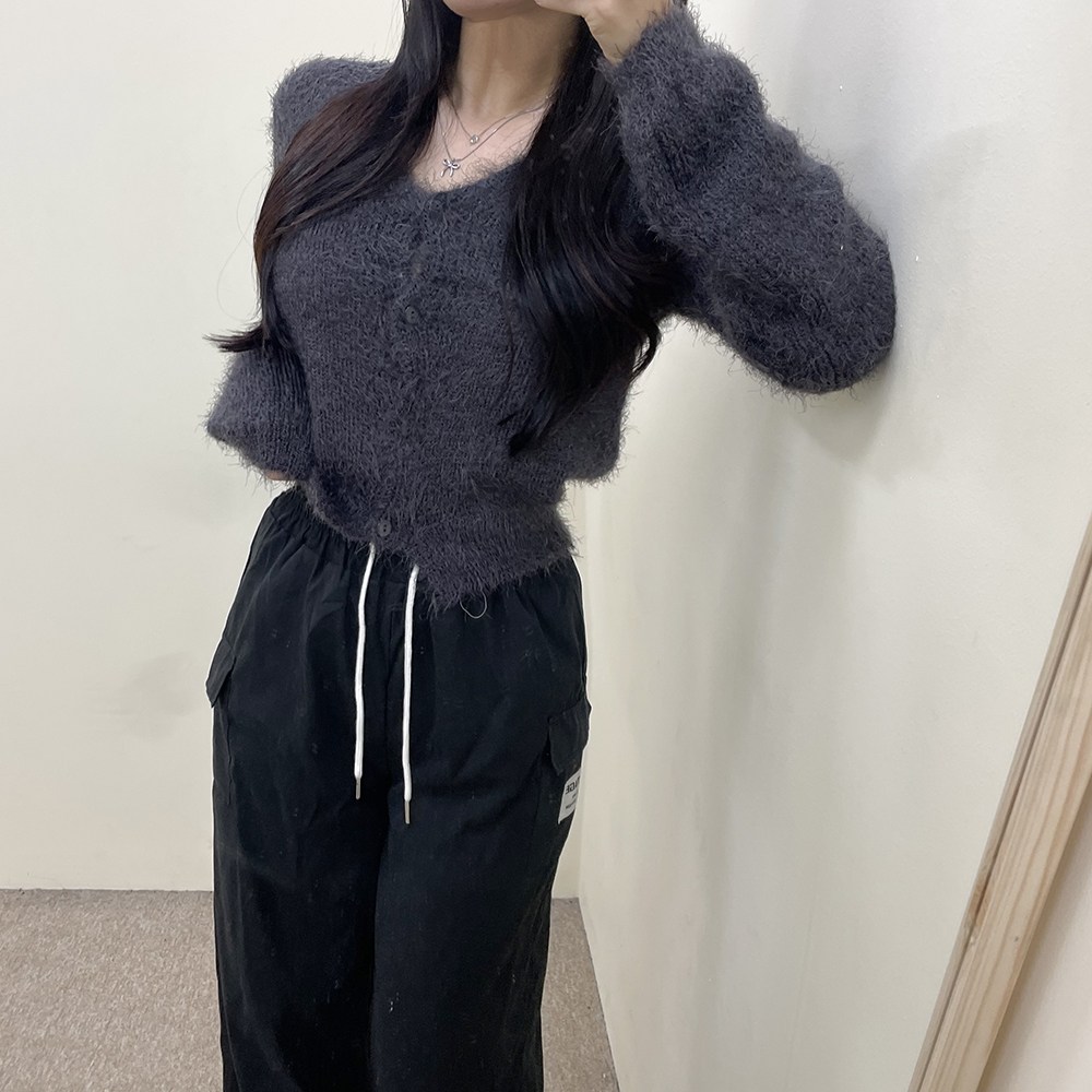 VANANA2 여성 국내제작 앙고라 세미 크롭 브이넥 가디건 8color 26,820원