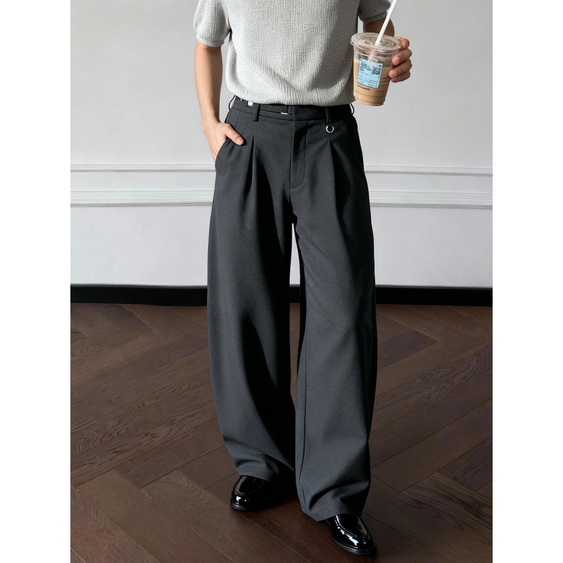 DANGZ 남자 플리츠 사계절 통넓은 정장바지 허리 조절 캐주얼 43,800원